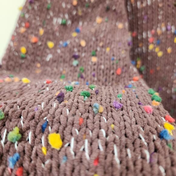 143 Story by Line up open front pom pom confetti long sweater woman's size s - Picture 7 of 10